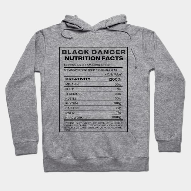 Funny Nutrition Fact Black Typography Hoodie by DanceInColorTee